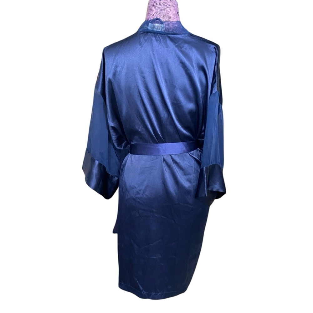 Victoria's Secret Navy Satin Robe Gold Label - Picture 3 of 6
